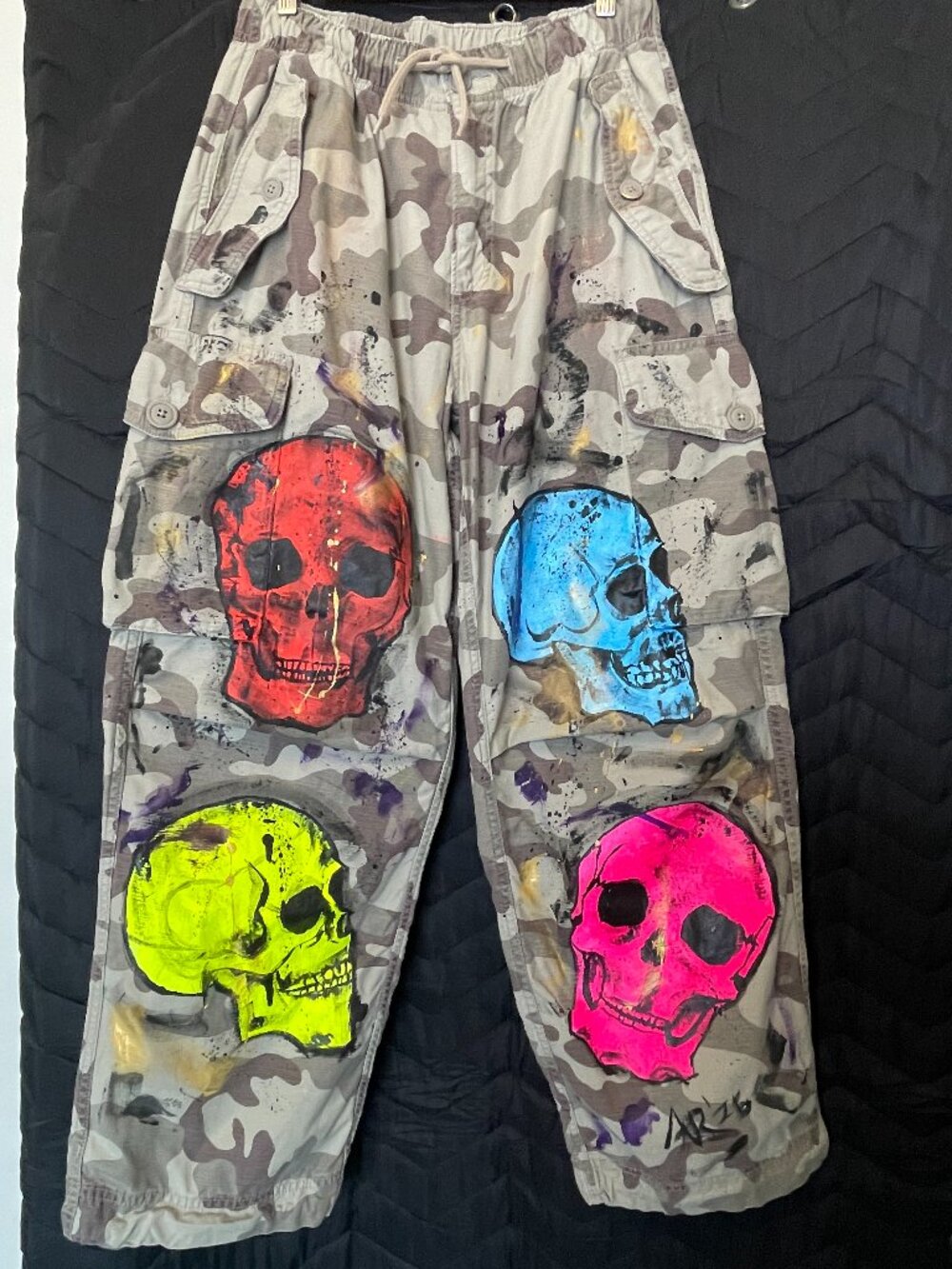 Hand-Painted Camouflage Cargo Pants Levi's